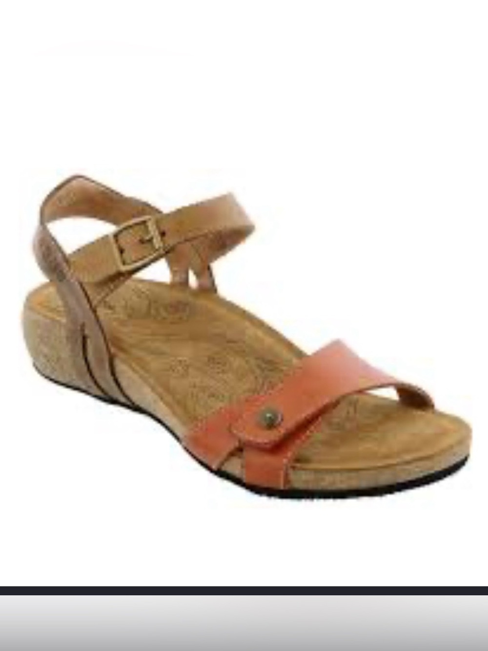 Taos Footwear Two-Tone Tan and Orange Leather Sandal